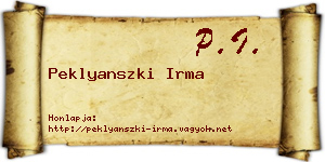Peklyanszki Irma névjegykártya